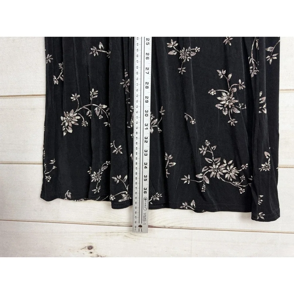 ES SL Top Skirt Set Womens Medium Black Floral Jersey 2 Piece Made USA - Picture 14 of 15